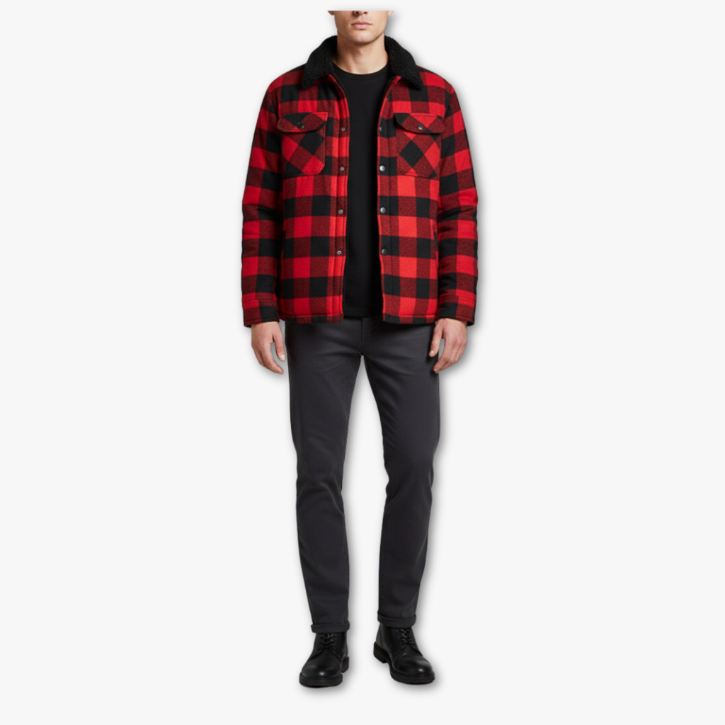 Plaid Flannel Fleece Lined Shirt Jacket with Snap Buttons