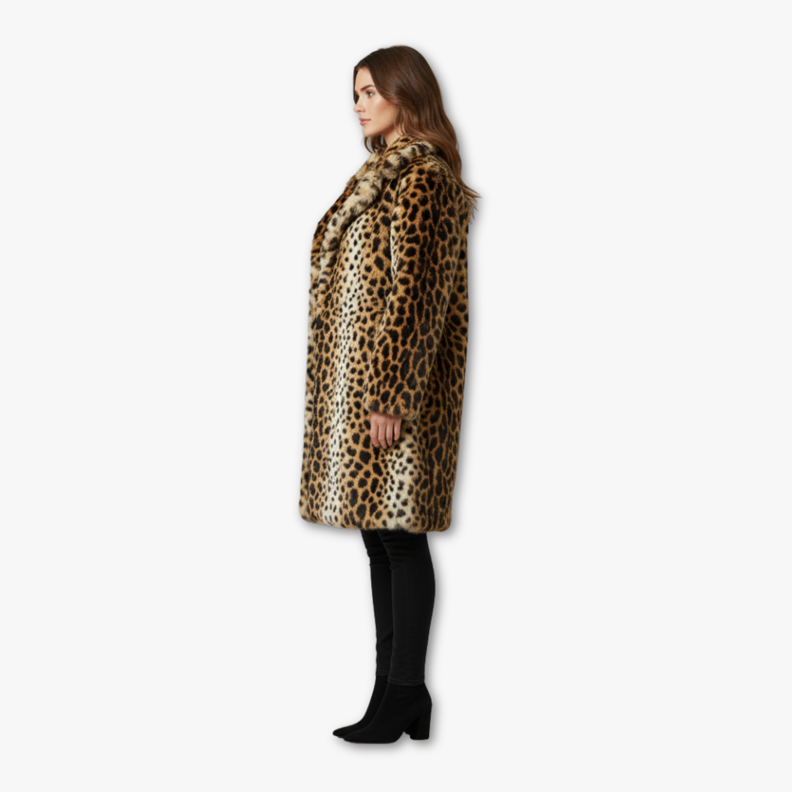 Women’s Faux Fur Coat with Animal Print Design