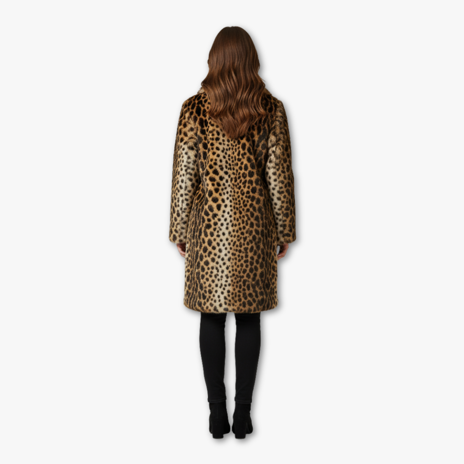 Women’s Faux Fur Coat with Animal Print Design