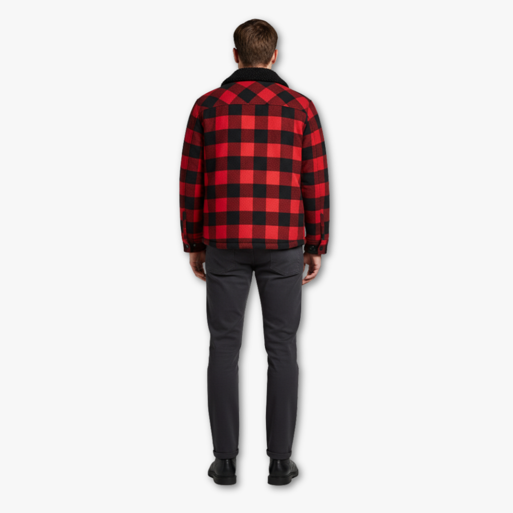 Plaid Flannel Fleece Lined Shirt Jacket with Snap Buttons
