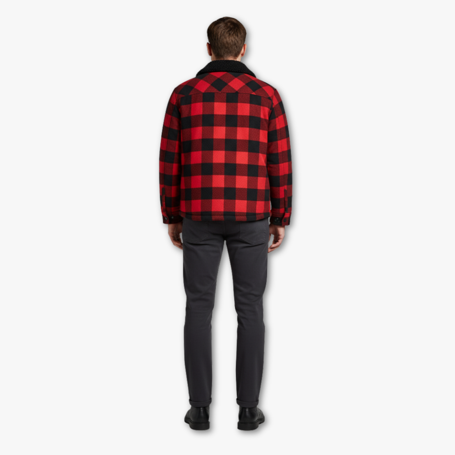 Plaid Flannel Fleece Lined Shirt Jacket with Snap Buttons