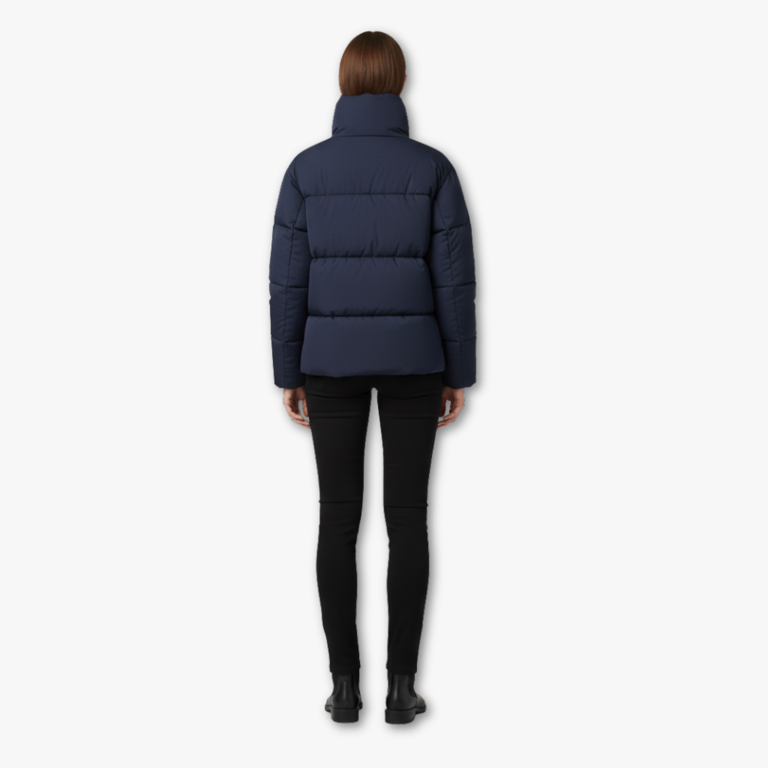 Womens Puffer Jacket with High Collar and Padded Design