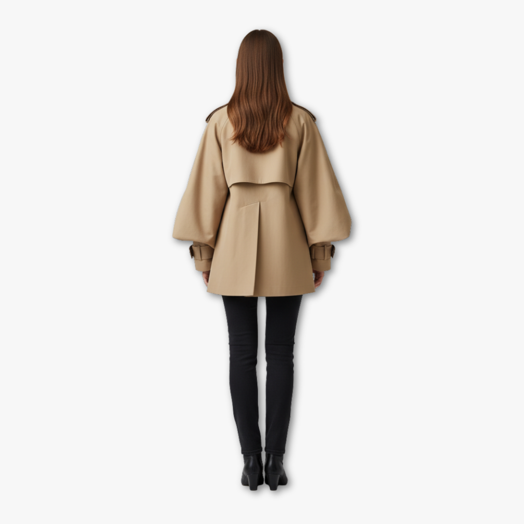Long double-Breasted Trench Jacket with oversized sleeves