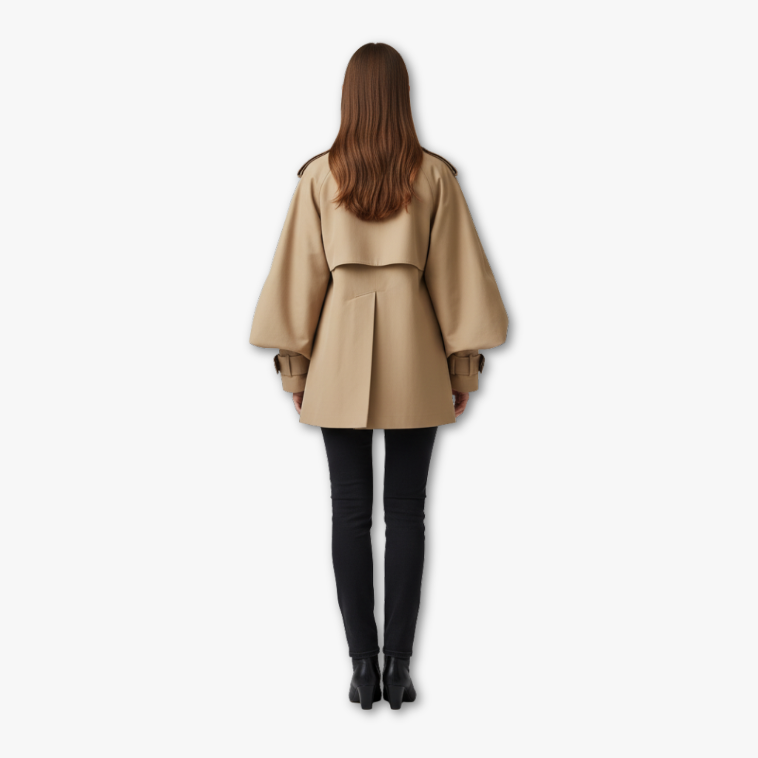 Long double-Breasted Trench Jacket with oversized sleeves