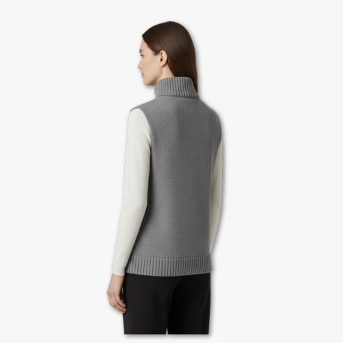 Knitted Zip Cardigan with Ribbed Hem and short Sleeves